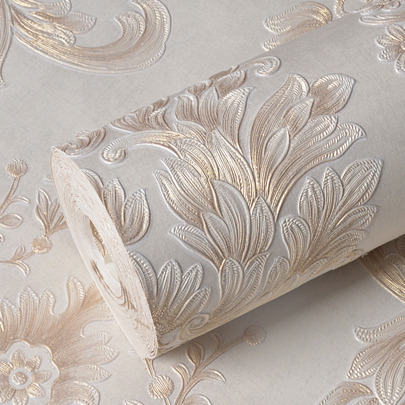 European Floral Wallpaper Roll for Living Room 54.2-sq ft Wall Covering in Soft Color Clearhalo 'Vintage wall decor' 'Vintage' 'Wallpaper' Wall Decor' 1396176