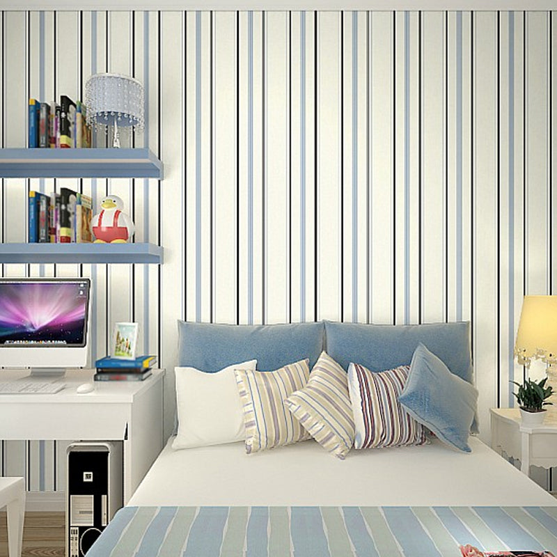 Light Color Striped Wallpaper Roll Moisture Resistant Mediterranean Kids Room Wall Decor Blue Clearhalo 'Wall Decor' 'Wallpaper' 1396470