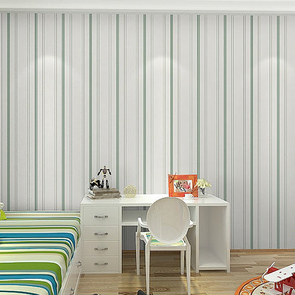 Light Color Striped Wallpaper Roll Moisture Resistant Mediterranean Kids Room Wall Decor Light Green Clearhalo 'Wall Decor' 'Wallpaper' 1396474