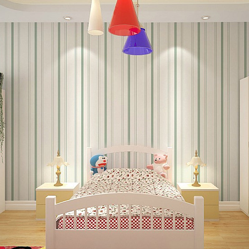 Light Color Striped Wallpaper Roll Moisture Resistant Mediterranean Kids Room Wall Decor Clearhalo 'Wall Decor' 'Wallpaper' 1396475