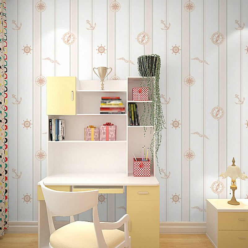 Novelty Stripe Wallpaper Pastel Color Nautical Wall Covering for Childrens Bedroom Light Pink Clearhalo 'Wall Decor' 'Wallpaper' 1396509