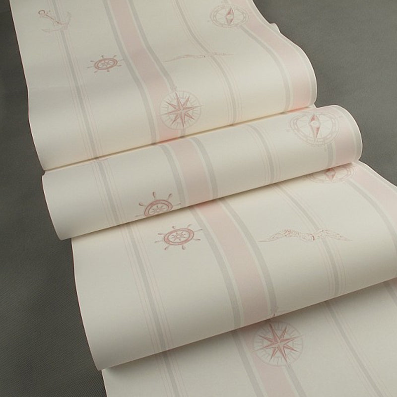 Novelty Stripe Wallpaper Pastel Color Nautical Wall Covering for Childrens Bedroom Clearhalo 'Wall Decor' 'Wallpaper' 1396511