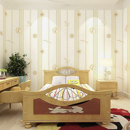 Novelty Stripe Wallpaper Pastel Color Nautical Wall Covering for Childrens Bedroom Light Yellow Clearhalo 'Wall Decor' 'Wallpaper' 1396513