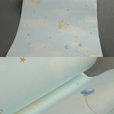 Rabbit with Balloons Patterned Wallpaper Pastel Color Novelty Wall Art for Kindergarten Clearhalo 'Wall Decor' 'Wallpaper' 1396523