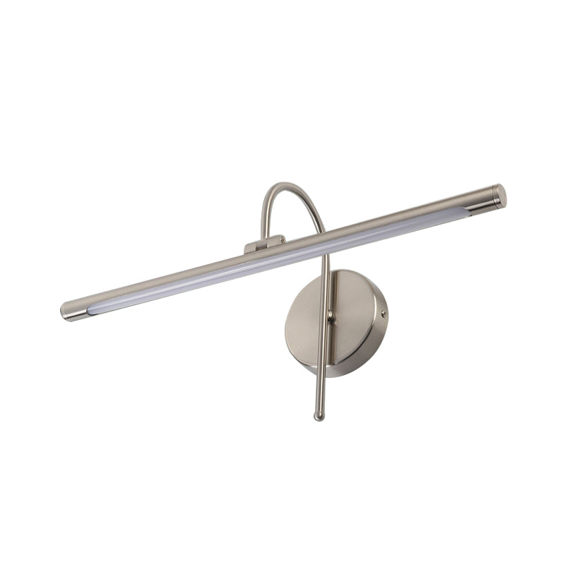 Contemporary LED Wall Lamp with Metal Shade Black/Nickel Tubular Shaped Vanity Lamp over Mirror, 16"/20" Diameter Clearhalo 'Cast Iron' 'Glass' 'Industrial' 'Modern wall lights' 'Modern' 'Tiffany' 'Traditional wall lights' 'Vanity Lights' 'Wall Lights' Lighting' 139654