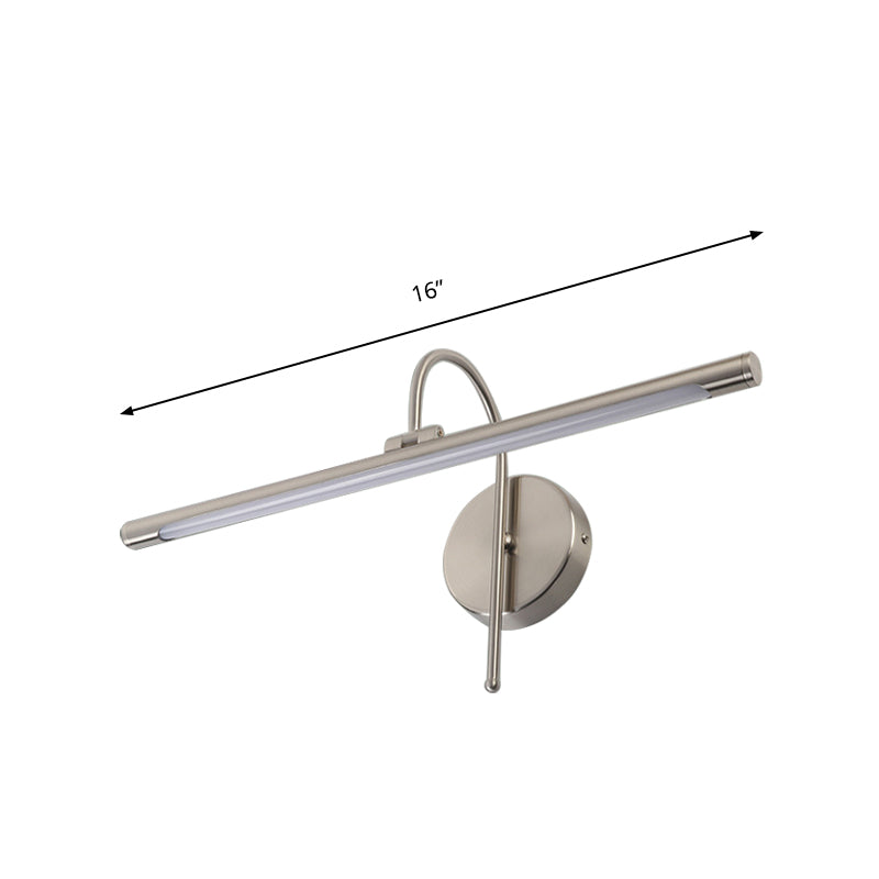 Contemporary LED Wall Lamp with Metal Shade Black/Nickel Tubular Shaped Vanity Lamp over Mirror, 16"/20" Diameter Clearhalo 'Cast Iron' 'Glass' 'Industrial' 'Modern wall lights' 'Modern' 'Tiffany' 'Traditional wall lights' 'Vanity Lights' 'Wall Lights' Lighting' 139655