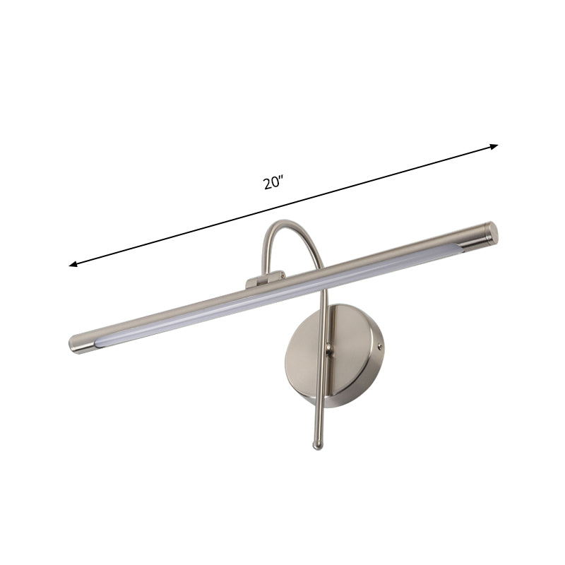 Contemporary LED Wall Lamp with Metal Shade Black/Nickel Tubular Shaped Vanity Lamp over Mirror, 16"/20" Diameter Clearhalo 'Cast Iron' 'Glass' 'Industrial' 'Modern wall lights' 'Modern' 'Tiffany' 'Traditional wall lights' 'Vanity Lights' 'Wall Lights' Lighting' 139656