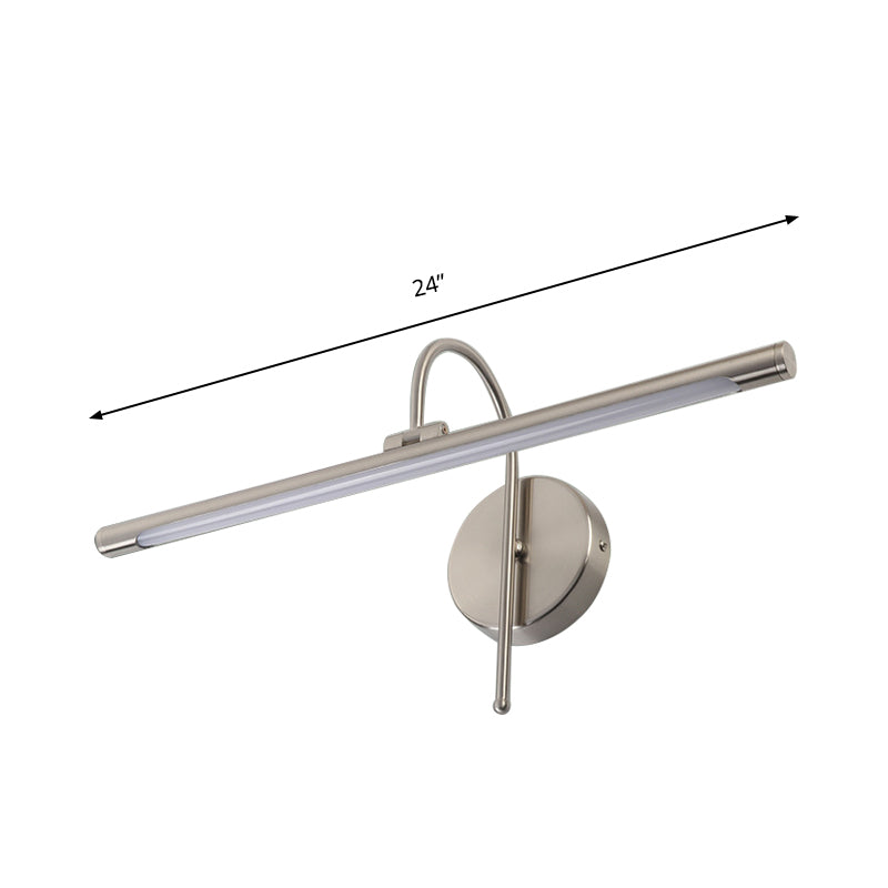 Contemporary LED Wall Lamp with Metal Shade Black/Nickel Tubular Shaped Vanity Lamp over Mirror, 16"/20" Diameter Clearhalo 'Cast Iron' 'Glass' 'Industrial' 'Modern wall lights' 'Modern' 'Tiffany' 'Traditional wall lights' 'Vanity Lights' 'Wall Lights' Lighting' 139657