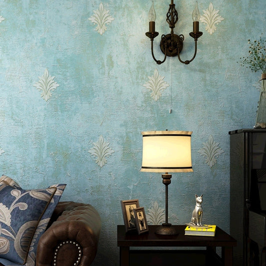 Fleur De Lis Wallpaper Antique Moisture Resistant Bedroom Wall Art, 33' L x 20.5" W Antique Blue Clearhalo 'Vintage wall decor' 'Vintage' 'Wallpaper' Wall Decor' 1396794