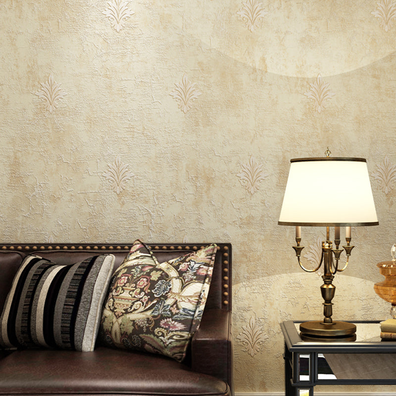 Fleur De Lis Wallpaper Antique Moisture Resistant Bedroom Wall Art, 33' L x 20.5" W Beige Clearhalo 'Vintage wall decor' 'Vintage' 'Wallpaper' Wall Decor' 1396813