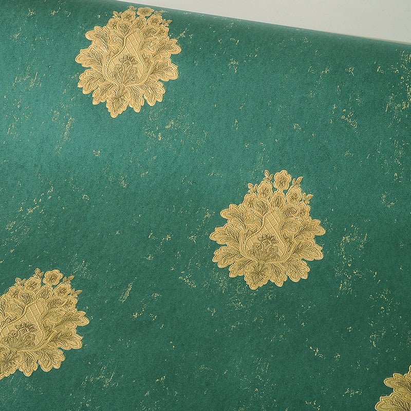 Nostalgic Damask Wallpaper Roll Dark Color Floral Print Wall Covering for Living Room Clearhalo 'Vintage wall decor' 'Vintage' 'Wallpaper' Wall Decor' 1396861