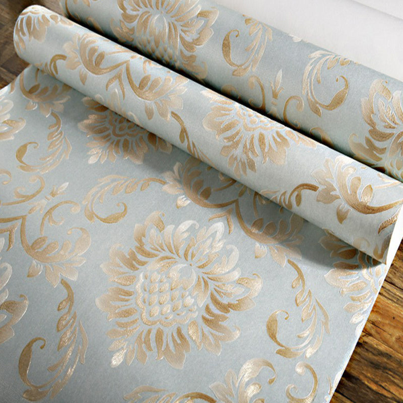 Retro Floral Wallpaper 3D Embossed Moisture Resistant Light-Color Wall Art for Home Clearhalo 'Vintage wall decor' 'Vintage' 'Wallpaper' Wall Decor' 1396911