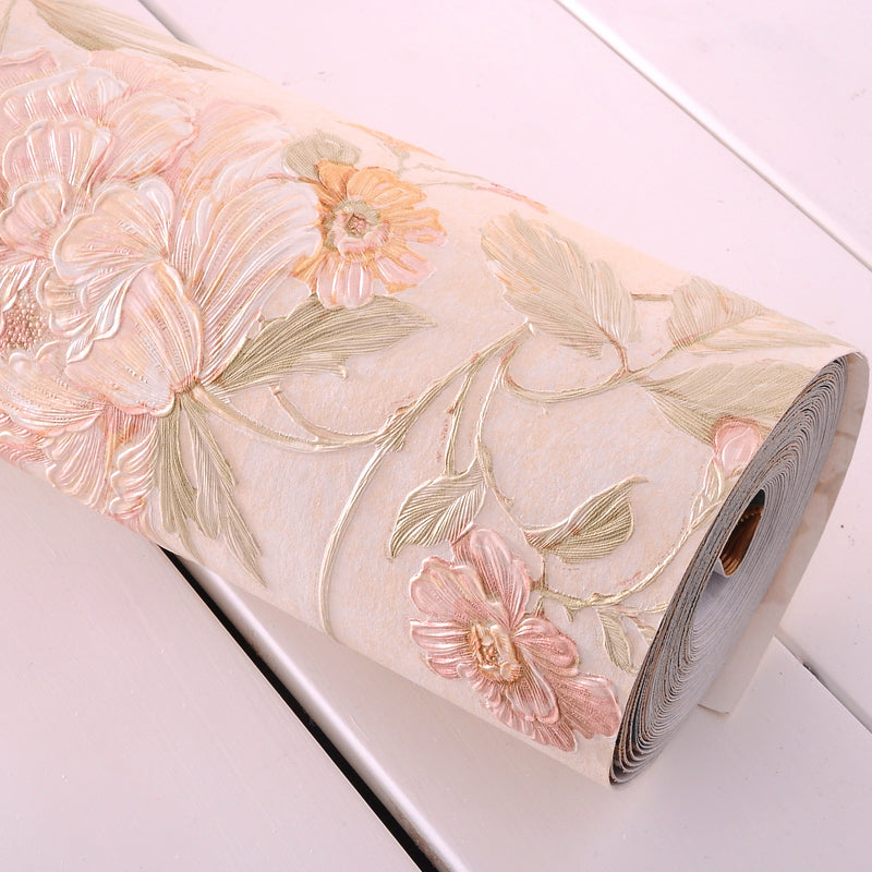 Country Peony Wallpaper Roll Dark Color Living Room Wall Covering, 33' L x 20.5" W Clearhalo 'Country wall decor' 'Rustic' 'Wallpaper' Wall Decor' 1396951