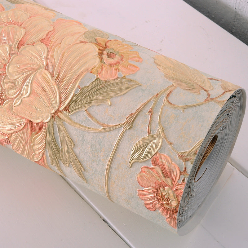 Country Peony Wallpaper Roll Dark Color Living Room Wall Covering, 33' L x 20.5" W Clearhalo 'Country wall decor' 'Rustic' 'Wallpaper' Wall Decor' 1396959