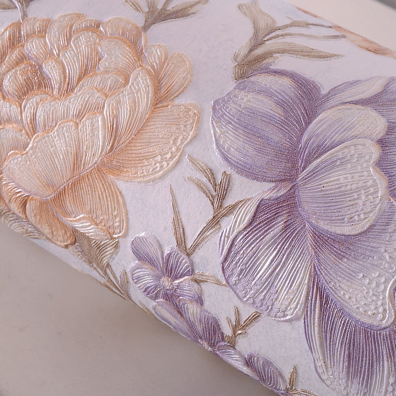 Enchanting Blossoming Peony Wallpaper for Bedroom, Pastel Color, 33' L x 20.5" W Clearhalo 'Country wall decor' 'Rustic' 'Wallpaper' Wall Decor' 1397106