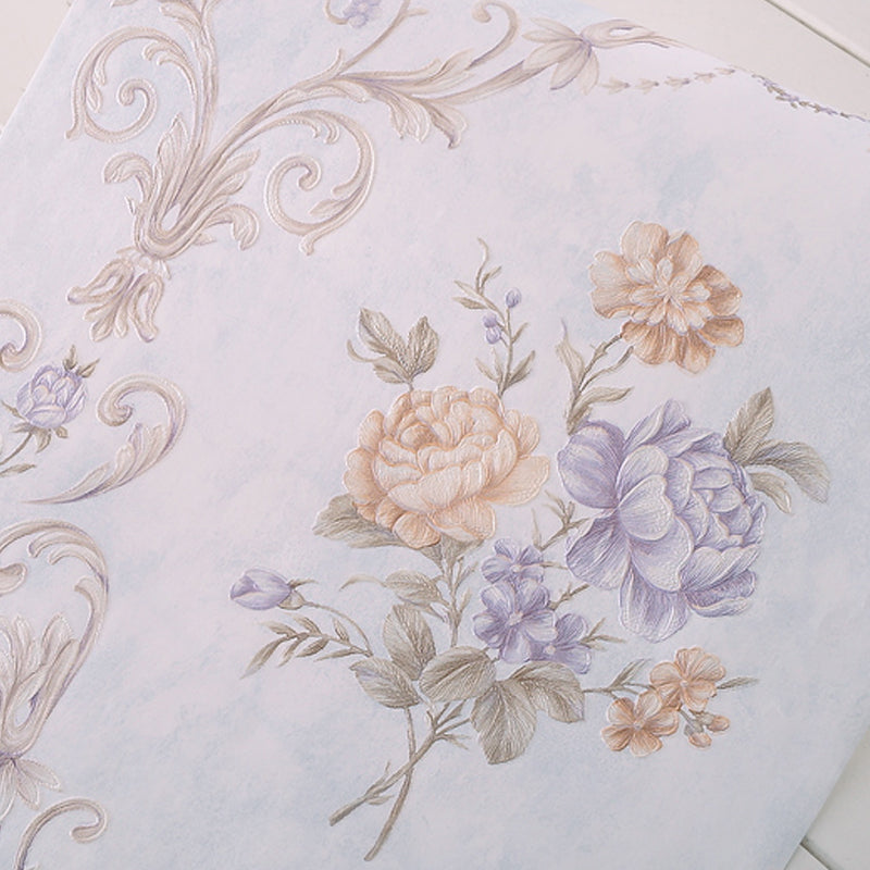 Enchanting Blossoming Peony Wallpaper for Bedroom, Pastel Color, 33' L x 20.5" W Clearhalo 'Country wall decor' 'Rustic' 'Wallpaper' Wall Decor' 1397107