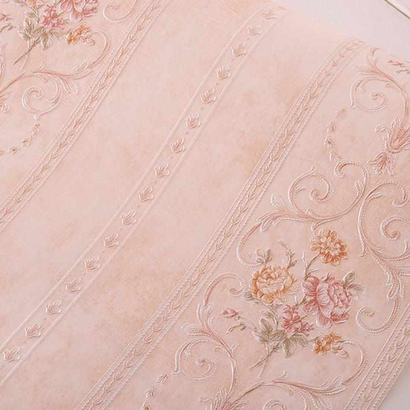 Non-Woven Stain Resistant Wallpaper Rural Embossed Peonies Wall Art for Living Room Clearhalo 'Country wall decor' 'Rustic' 'Wallpaper' Wall Decor' 1397179