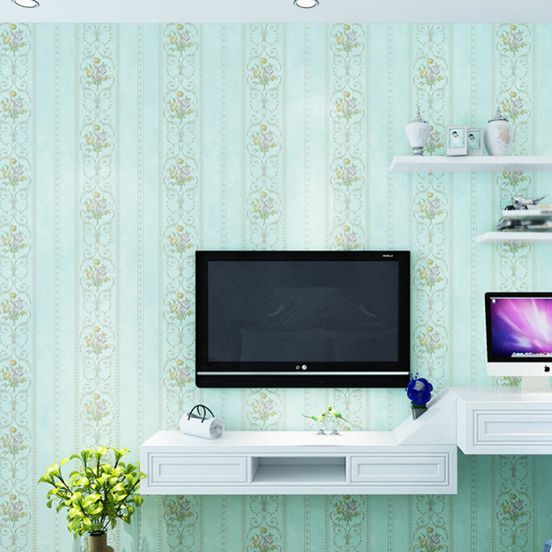 Non-Woven Stain Resistant Wallpaper Rural Embossed Peonies Wall Art for Living Room Clearhalo 'Country wall decor' 'Rustic' 'Wallpaper' Wall Decor' 1397182