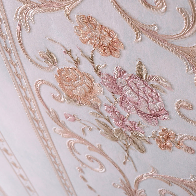 Non-Woven Stain Resistant Wallpaper Rural Embossed Peonies Wall Art for Living Room Clearhalo 'Country wall decor' 'Rustic' 'Wallpaper' Wall Decor' 1397183