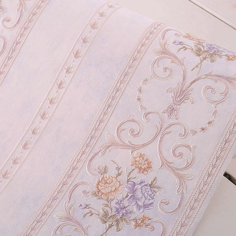 Non-Woven Stain Resistant Wallpaper Rural Embossed Peonies Wall Art for Living Room Clearhalo 'Country wall decor' 'Rustic' 'Wallpaper' Wall Decor' 1397194