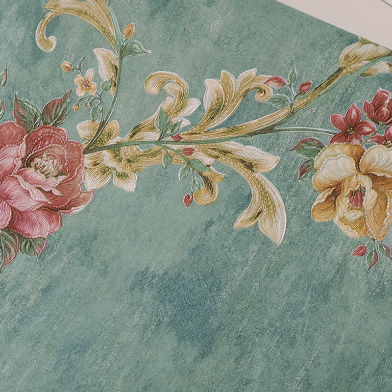 Pastel Color Rustic Wallpaper Roll 33' L x 20.5" W Peony and Branch Wall Decor for Home Clearhalo 'Country wall decor' 'Rustic' 'Wallpaper' Wall Decor' 1397242