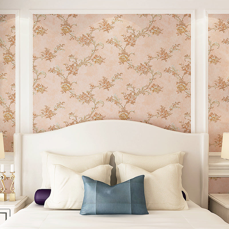 Pastel Color Rustic Wallpaper Roll 33' L x 20.5" W Peony and Branch Wall Decor for Home Yellow Clearhalo 'Country wall decor' 'Rustic' 'Wallpaper' Wall Decor' 1397249