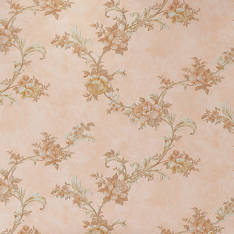 Pastel Color Rustic Wallpaper Roll 33' L x 20.5" W Peony and Branch Wall Decor for Home Clearhalo 'Country wall decor' 'Rustic' 'Wallpaper' Wall Decor' 1397250