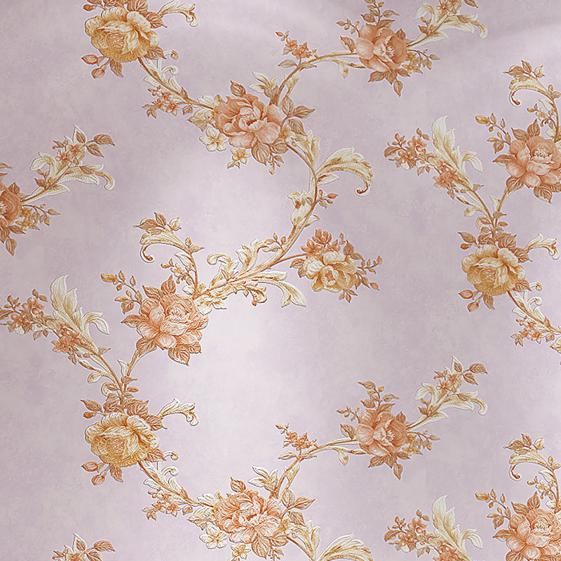 Pastel Color Rustic Wallpaper Roll 33' L x 20.5" W Peony and Branch Wall Decor for Home Light Blue Clearhalo 'Country wall decor' 'Rustic' 'Wallpaper' Wall Decor' 1397257