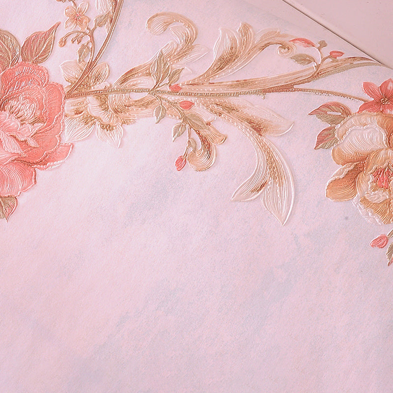 Pastel Color Rustic Wallpaper Roll 33' L x 20.5" W Peony and Branch Wall Decor for Home Clearhalo 'Country wall decor' 'Rustic' 'Wallpaper' Wall Decor' 1397258