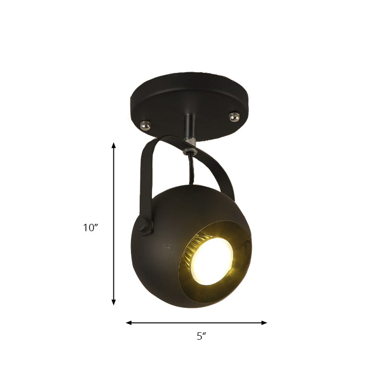 1/3-Head Metal Ceiling Light Fixture Vintage Style Black Globe Shade Bedroom Rotatable Semi Flush Light Clearhalo 'Ceiling Lights' 'Close To Ceiling Lights' 'Close to ceiling' 'Semi-flushmount' Lighting' 139777