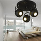 1/3-Head Metal Ceiling Light Fixture Vintage Style Black Globe Shade Bedroom Rotatable Semi Flush Light 3 Black Clearhalo 'Ceiling Lights' 'Close To Ceiling Lights' 'Close to ceiling' 'Semi-flushmount' Lighting' 139778