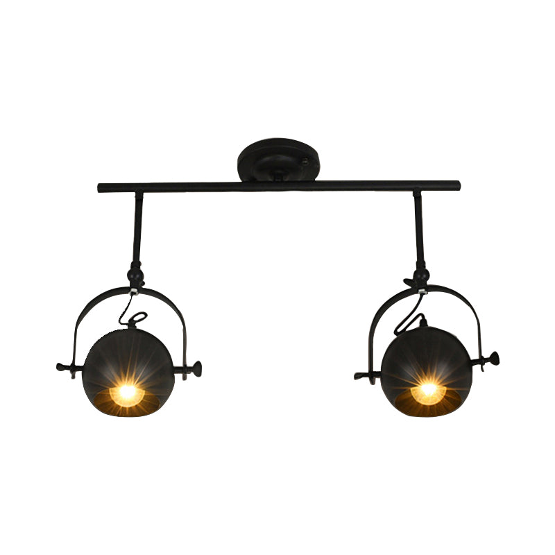 2/3/4-Bulb Ball Shade Track Light Industrial Style Black Metallic Rotatable Semi Flush Mount Light for Living Room Clearhalo 'Ceiling Lights' 'Close To Ceiling Lights' 'Close to ceiling' 'Semi-flushmount' Lighting' 139810