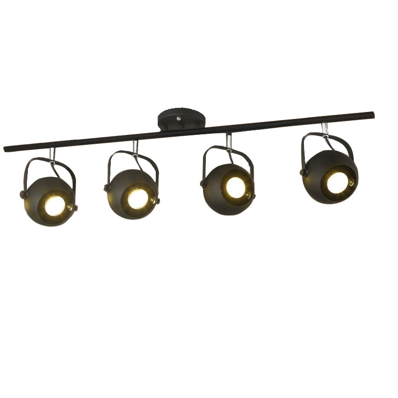 2/3/4-Bulb Ball Shade Track Light Industrial Style Black Metallic Rotatable Semi Flush Mount Light for Living Room Clearhalo 'Ceiling Lights' 'Close To Ceiling Lights' 'Close to ceiling' 'Semi-flushmount' Lighting' 139818