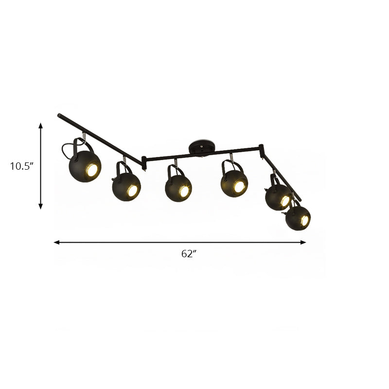 2/3/4-Bulb Ball Shade Track Light Industrial Style Black Metallic Rotatable Semi Flush Mount Light for Living Room Clearhalo 'Ceiling Lights' 'Close To Ceiling Lights' 'Close to ceiling' 'Semi-flushmount' Lighting' 139823
