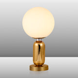 Contemporary Ball Shape Wall Lamp White Glass Single Light Study Room Wall Mounted Lighting with Metal Base in Gold Clearhalo 'Lamps' 'Table Lamps' Lighting' 1398782