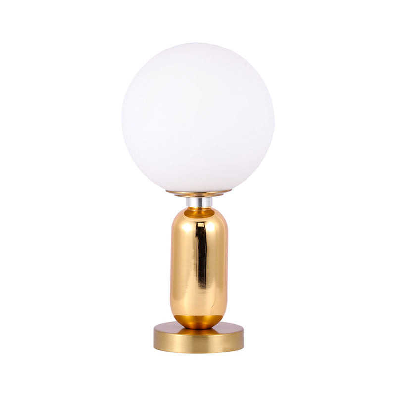 Contemporary Ball Shape Wall Lamp White Glass Single Light Study Room Wall Mounted Lighting with Metal Base in Gold Clearhalo 'Lamps' 'Table Lamps' Lighting' 1398783