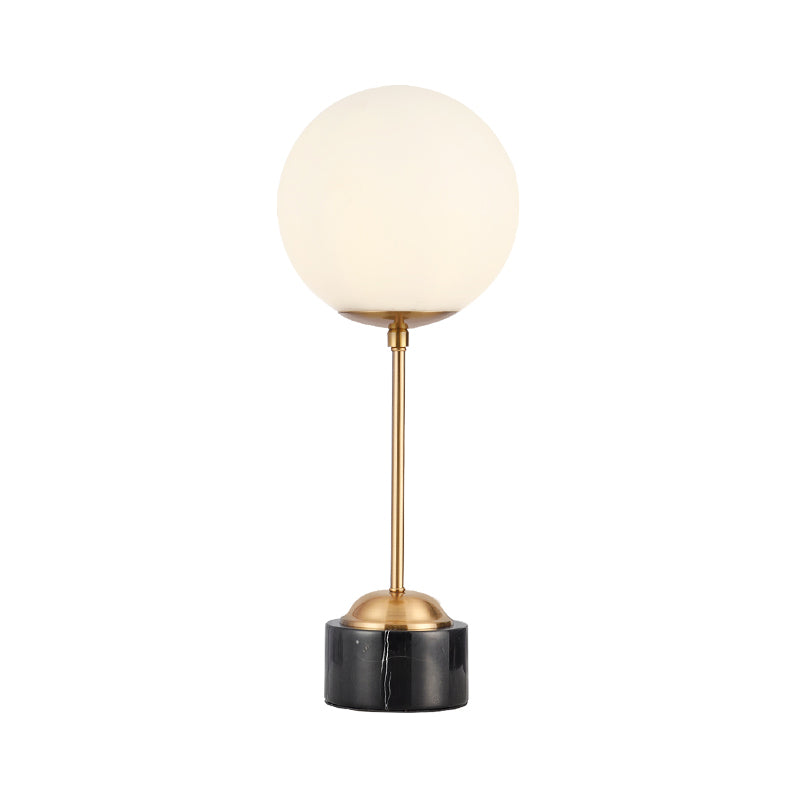 Milky Glass Globe Table Lamp Modernist 1-Head Black and Gold Nightstand Light for Bedside Clearhalo 'Lamps' 'Table Lamps' Lighting' 1398787