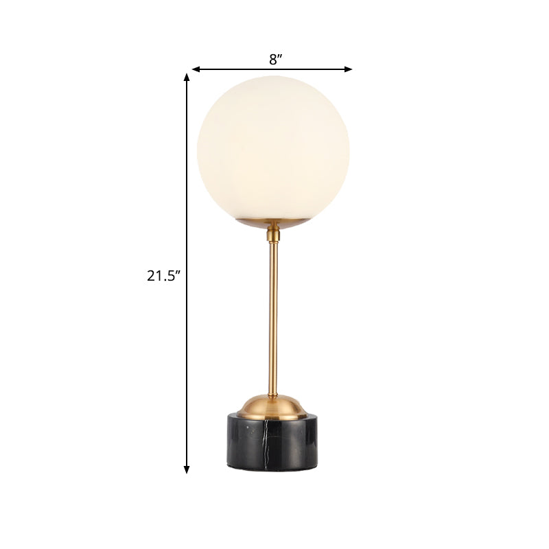 Milky Glass Globe Table Lamp Modernist 1-Head Black and Gold Nightstand Light for Bedside Clearhalo 'Lamps' 'Table Lamps' Lighting' 1398788