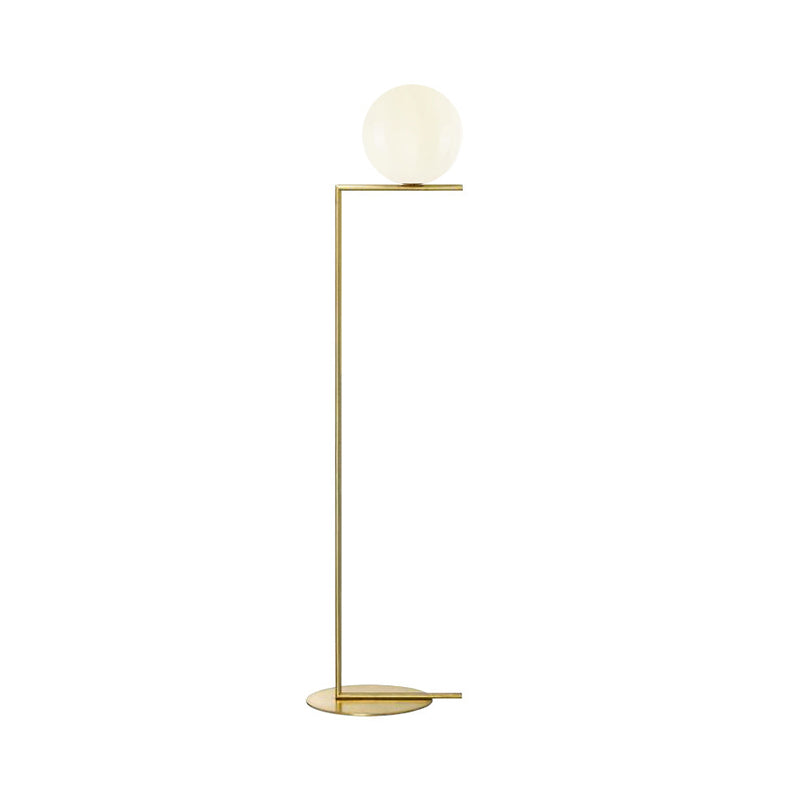 Gold Orb-Shaped Floor Light Minimalism 1 Bulb Frosted Glass Right Angle Stand Up Lamp Clearhalo 'Floor Lamps' 'Lamps' Lighting' 1398791