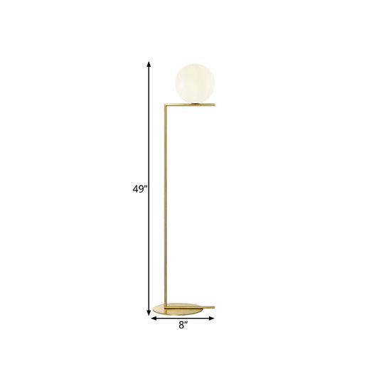 Gold Orb-Shaped Floor Light Minimalism 1 Bulb Frosted Glass Right Angle Stand Up Lamp Clearhalo 'Floor Lamps' 'Lamps' Lighting' 1398792
