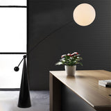Bubbly Standing Lamp Nordic Style Clear Glass 1-Light Black Reading Floor Lighting with Fishing Rope Design Clearhalo 'Floor Lamps' 'Lamps' Lighting' 1398794