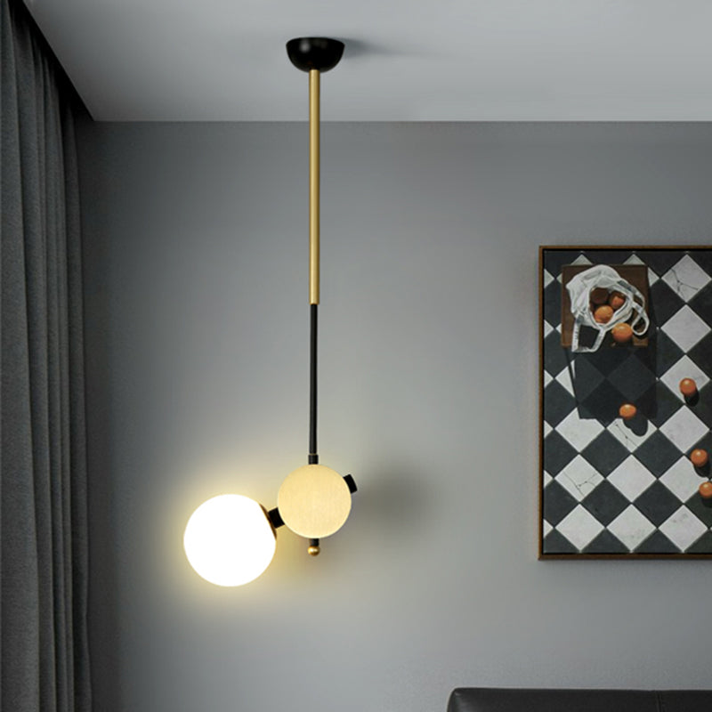 Modernist Bubbly Ceiling Lamp Opal Glass 1 Head Bedroom Pendulum Light in Black and Gold, Left/Right Black-Gold Left Clearhalo 'Ceiling Lights' 'Chandeliers' 'Glass shade' 'Glass' 'Modern Pendants' 'Modern' 'Pendant Lights' 'Pendants' Lighting' 1398872