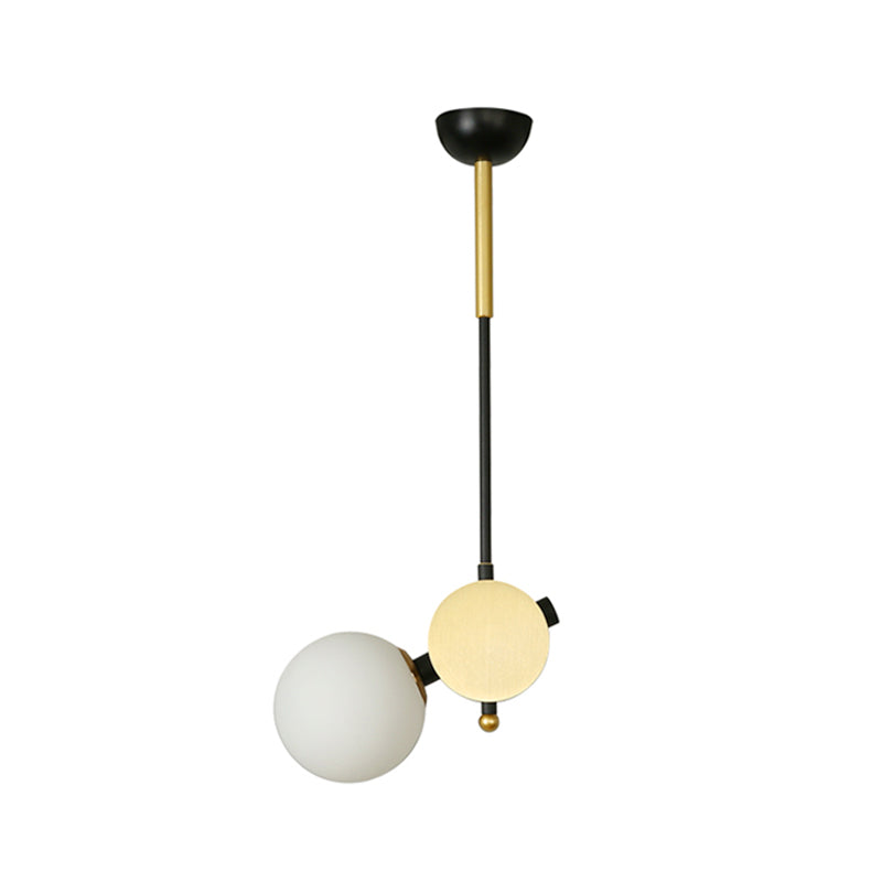 Modernist Bubbly Ceiling Lamp Opal Glass 1 Head Bedroom Pendulum Light in Black and Gold, Left/Right Clearhalo 'Ceiling Lights' 'Chandeliers' 'Glass shade' 'Glass' 'Modern Pendants' 'Modern' 'Pendant Lights' 'Pendants' Lighting' 1398874