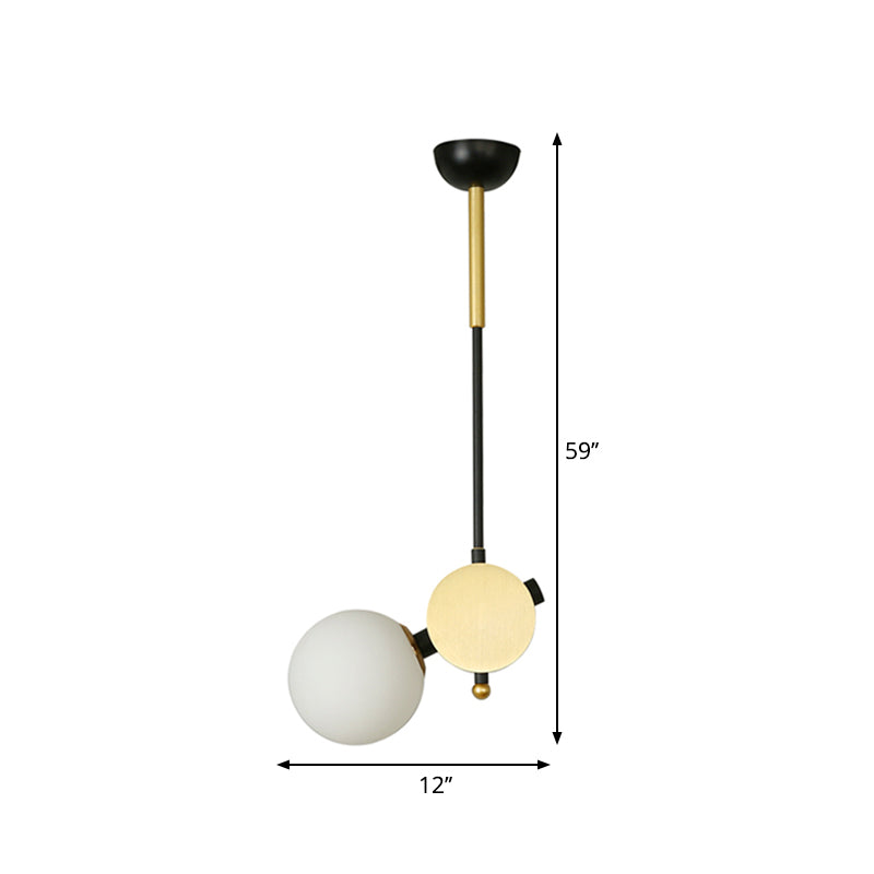 Modernist Bubbly Ceiling Lamp Opal Glass 1 Head Bedroom Pendulum Light in Black and Gold, Left/Right Clearhalo 'Ceiling Lights' 'Chandeliers' 'Glass shade' 'Glass' 'Modern Pendants' 'Modern' 'Pendant Lights' 'Pendants' Lighting' 1398875