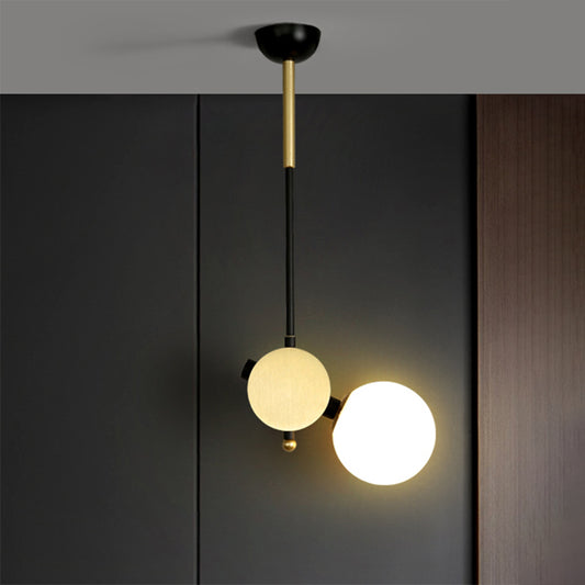Modernist Bubbly Ceiling Lamp Opal Glass 1 Head Bedroom Pendulum Light in Black and Gold, Left/Right Black-Gold Right Clearhalo 'Ceiling Lights' 'Chandeliers' 'Glass shade' 'Glass' 'Modern Pendants' 'Modern' 'Pendant Lights' 'Pendants' Lighting' 1398876
