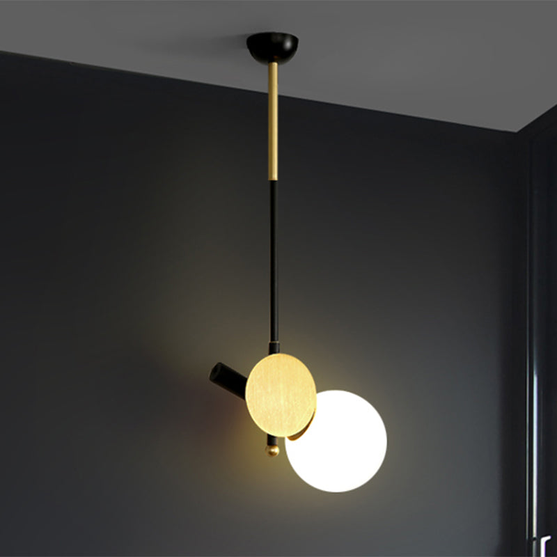 Modernist Bubbly Ceiling Lamp Opal Glass 1 Head Bedroom Pendulum Light in Black and Gold, Left/Right Clearhalo 'Ceiling Lights' 'Chandeliers' 'Glass shade' 'Glass' 'Modern Pendants' 'Modern' 'Pendant Lights' 'Pendants' Lighting' 1398878