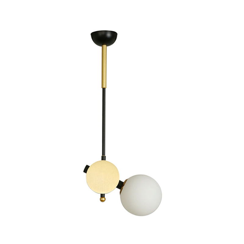 Modernist Bubbly Ceiling Lamp Opal Glass 1 Head Bedroom Pendulum Light in Black and Gold, Left/Right Clearhalo 'Ceiling Lights' 'Chandeliers' 'Glass shade' 'Glass' 'Modern Pendants' 'Modern' 'Pendant Lights' 'Pendants' Lighting' 1398879