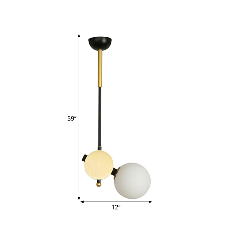 Modernist Bubbly Ceiling Lamp Opal Glass 1 Head Bedroom Pendulum Light in Black and Gold, Left/Right Clearhalo 'Ceiling Lights' 'Chandeliers' 'Glass shade' 'Glass' 'Modern Pendants' 'Modern' 'Pendant Lights' 'Pendants' Lighting' 1398880