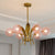 Sphere Ceiling Light Simplicity White/Pink/Cognac Glass 6-Bulb Drawing Room LED Hanging Chandelier with Leaf Decor Pink Clearhalo 'Ceiling Lights' 'Chandeliers' 'Glass shade' 'Glass' 'Modern Chandeliers' 'Modern' Lighting' 1398952