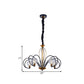Black-Gold Modo Ceiling Chandelier Simplicity 5/8 Bulbs Clear Glass Arched Arm Pendant Light Fixture Clearhalo 'Ceiling Lights' 'Chandeliers' 'Modern Chandeliers' 'Modern' Lighting' 1399001